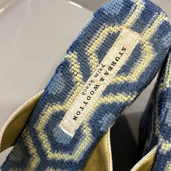 Stubbs & Wootton Platform Heel, Gorgeous blue print - Picture 2 of 4